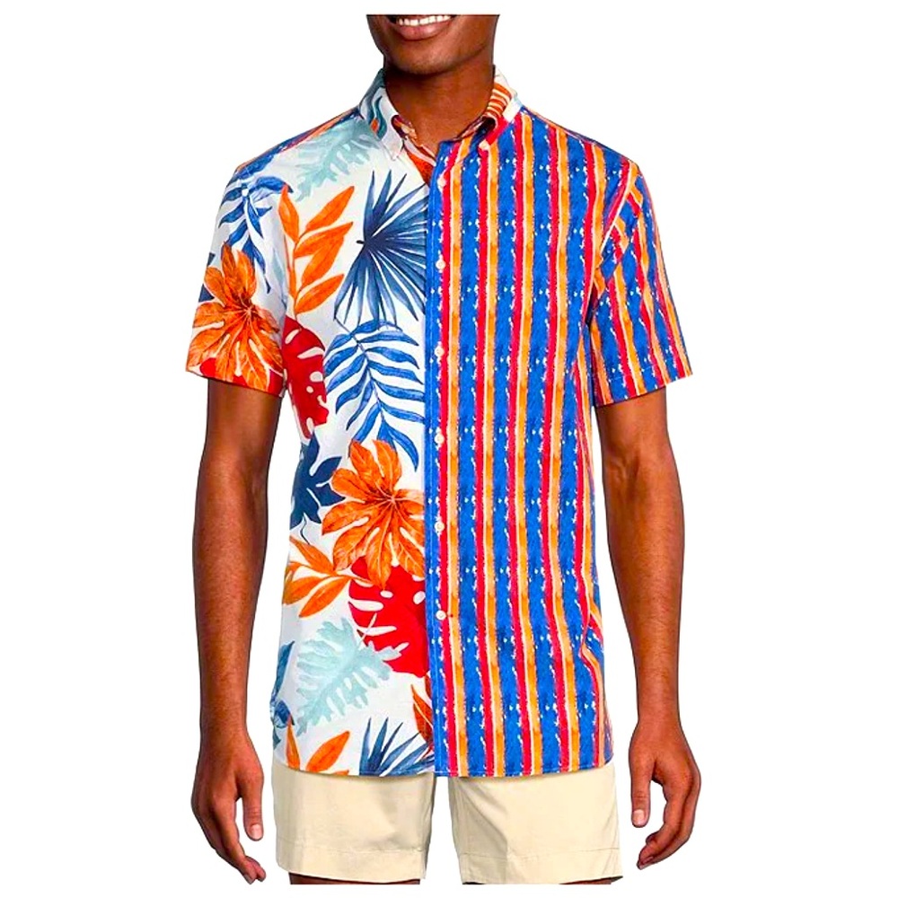 Cremieux Blue Label Multi Print Poplin Short Sleeve Woven Shirt